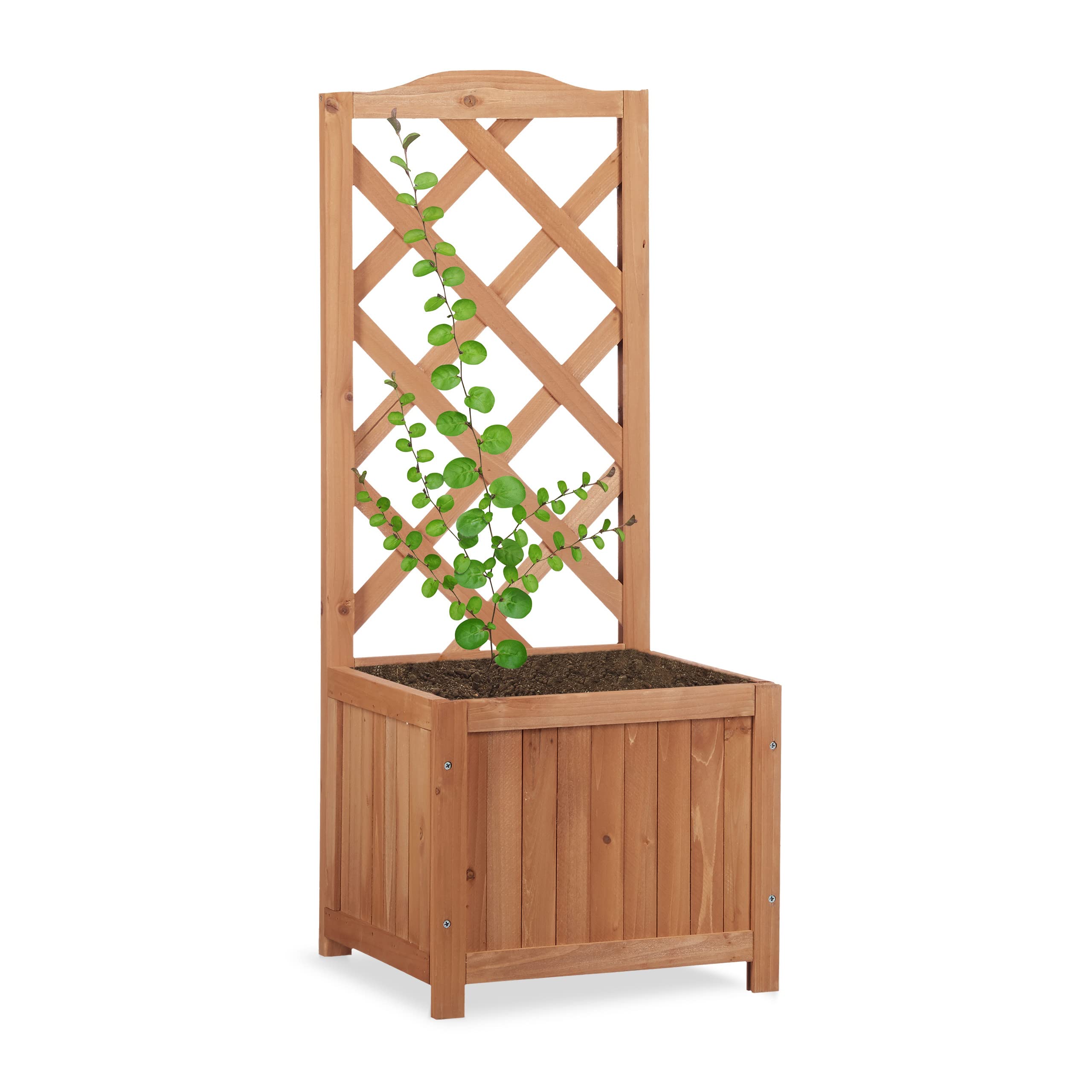 Treillis avec jardinière Relaxdays en bois naturel de 90 cm pour aménager votre extérieur