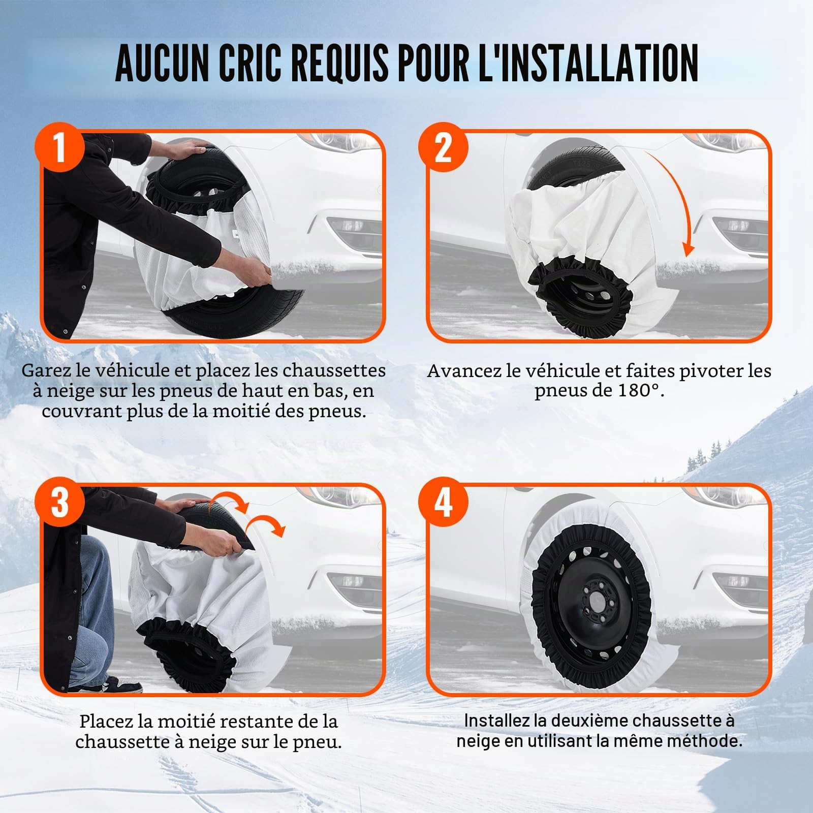 VEVOR Chaussettes à Neige pour Pneus Épaisses 2PCs Taille L, Chaînes à Neige Textiles en Fibre de Polyester avec Sangles Élastiques, Dispositifs Textiles de Traction pour Voiture, SUV, Pick-up