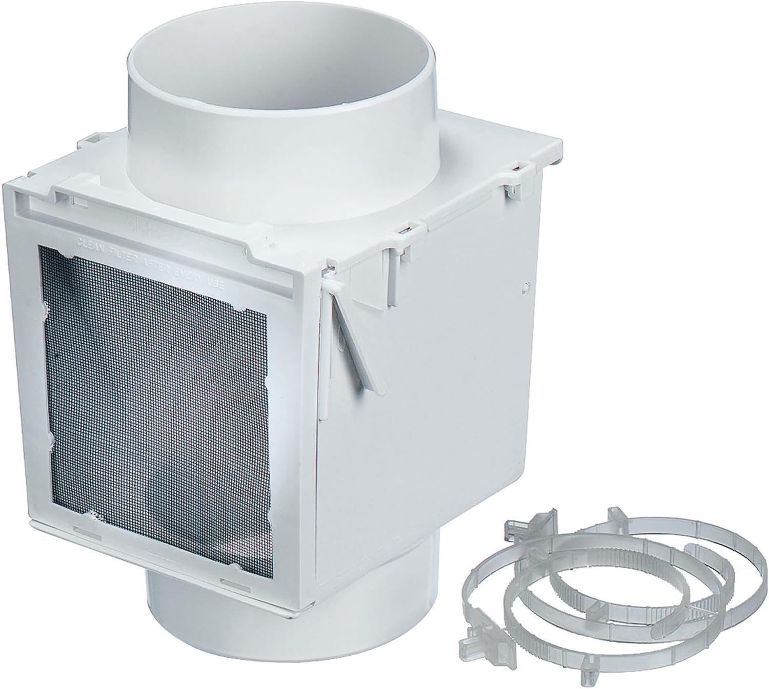 Deflecto Extra Heat Dryer Saver, Accommodates 4" Transition Ducts, Includes 2 4" Plastic Clamps, White (EX12)