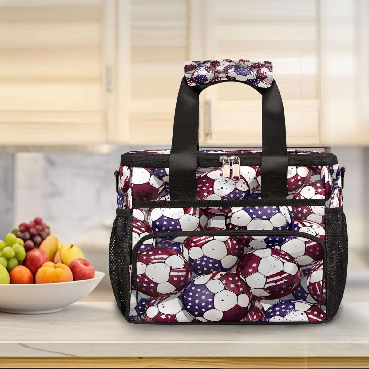 Mexpekil Borsa termica riutilizzabile a prova di perdite per il pranzo da picnic americana Soccer Lunch Box Sport Football Cooler Tote per donne uomini lavoro campeggio spiaggia ufficio 24 lattine 15L