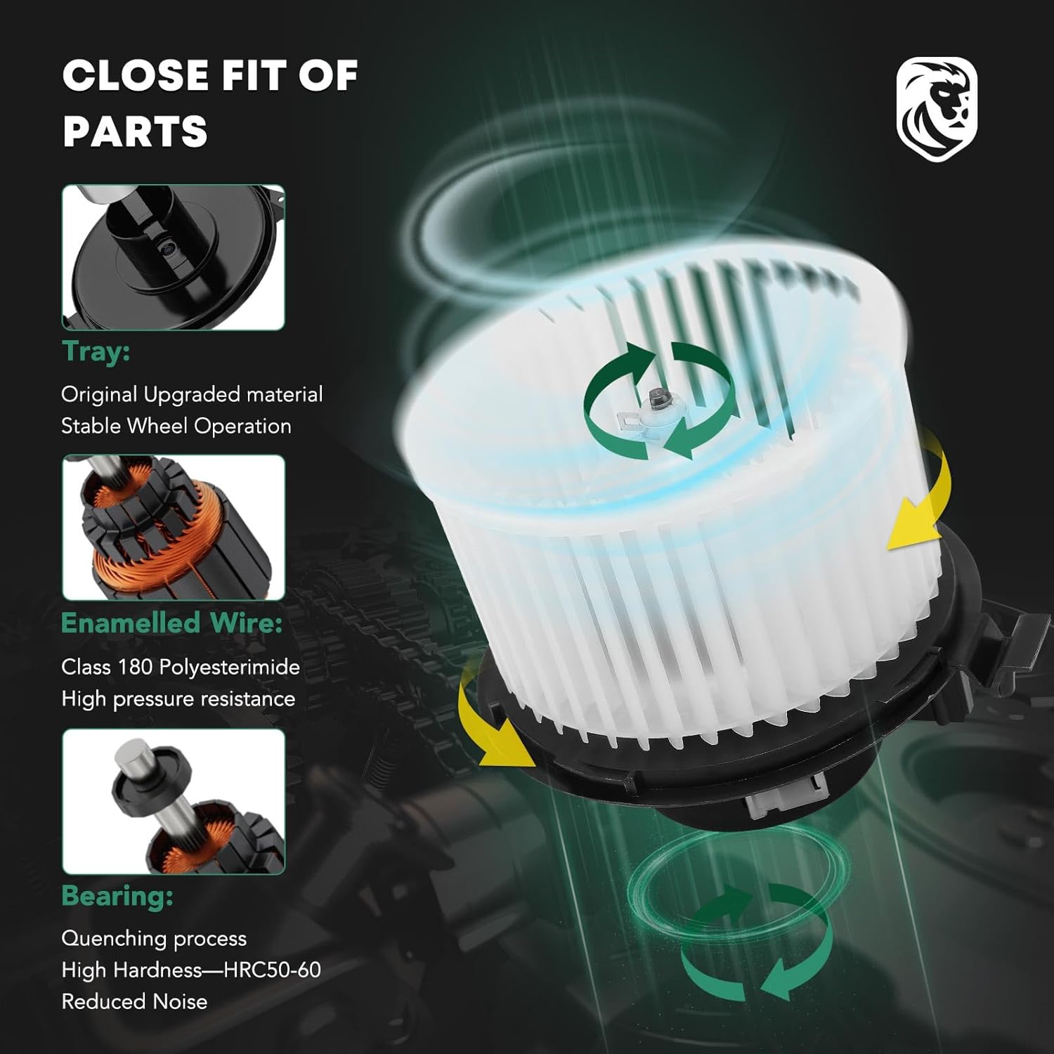 A/C Heater Blower Motor Assembly for Nissan Versa 2007-2012 L4 1.6L 1.8L Sedan Hatchback, Front Side