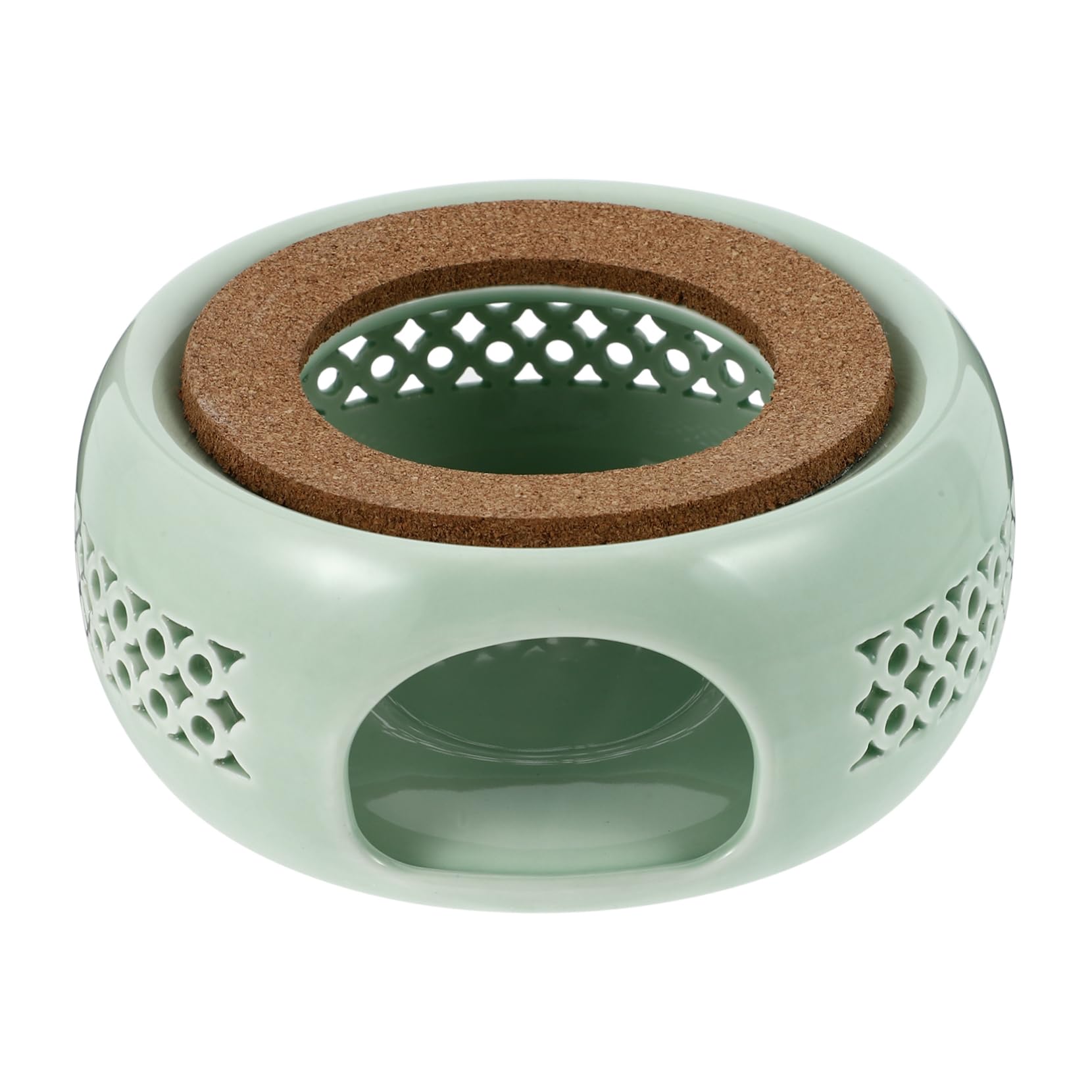 COLLBATH 1Pc Light Green Ceramic Tea Warmer Elegant Teaware Accessory for Home Office Versatile Teapot Stand Heating Tool for Tea Lovers and
