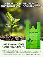 Vista 2 de UMT Plastar 500 bolsas biodegradables para camisetas, bolsas de comestibles compostables de agradecimiento, bolsas de compras de plástico