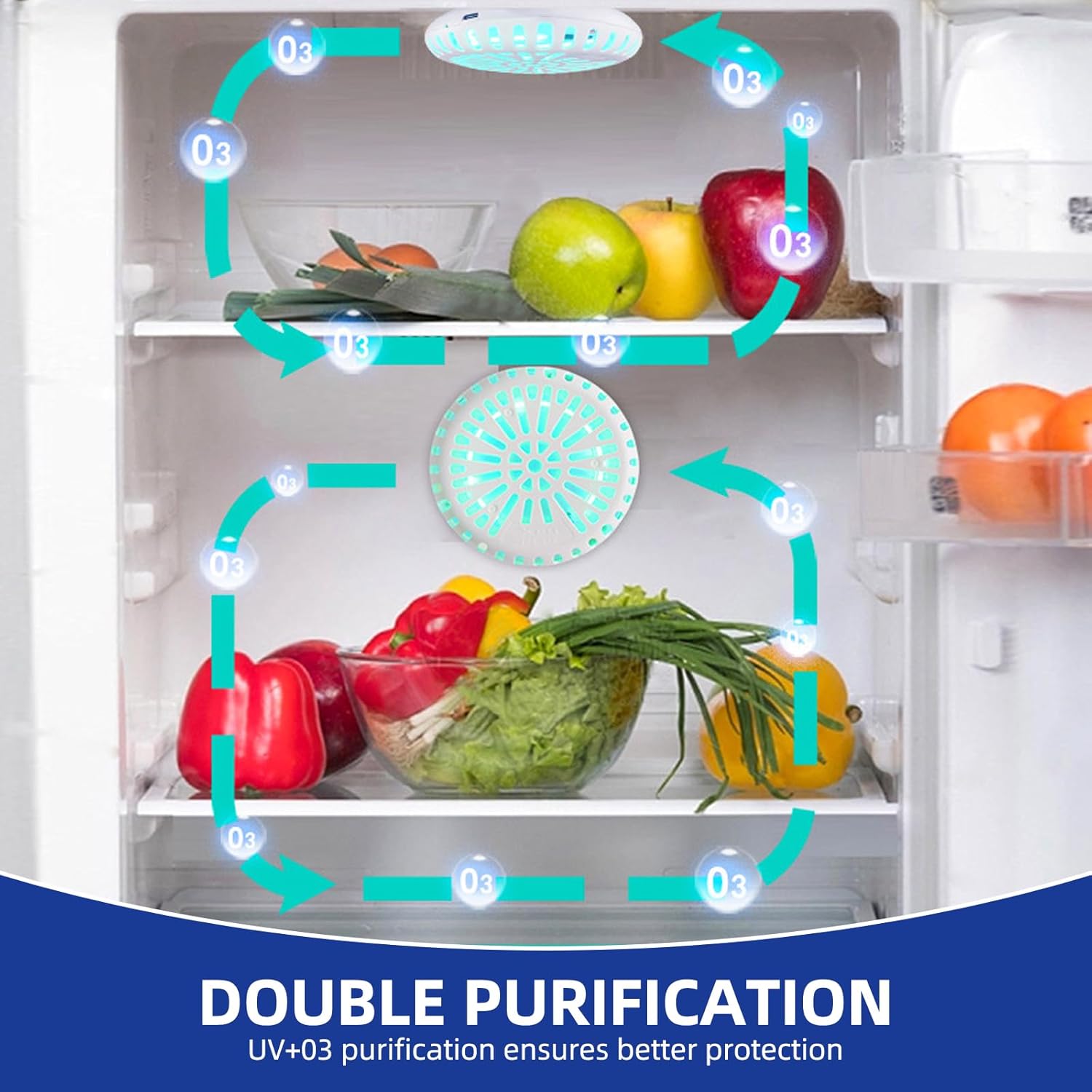 Rechargeable UV Lamp for Refrigerator, Portable UV Light Cleaner, Wall-Mounted UV Light for Home, Shoe Cabinets, Wardrobes, Office, Hotel, School
