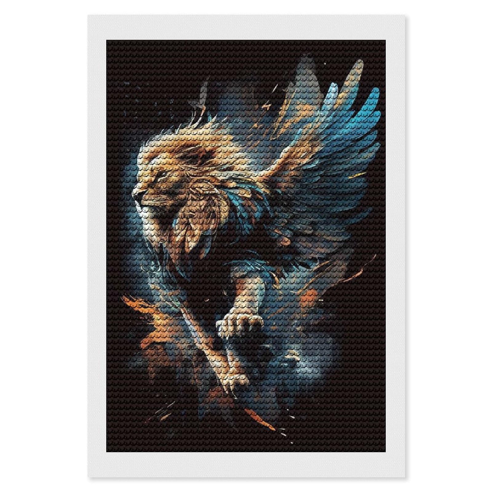 Junmoney Flying Lion Diamond Art Kit 8"x12", Relaxing DIY Hobby, Satisfying Creative Project, Living Room Decor, for Women