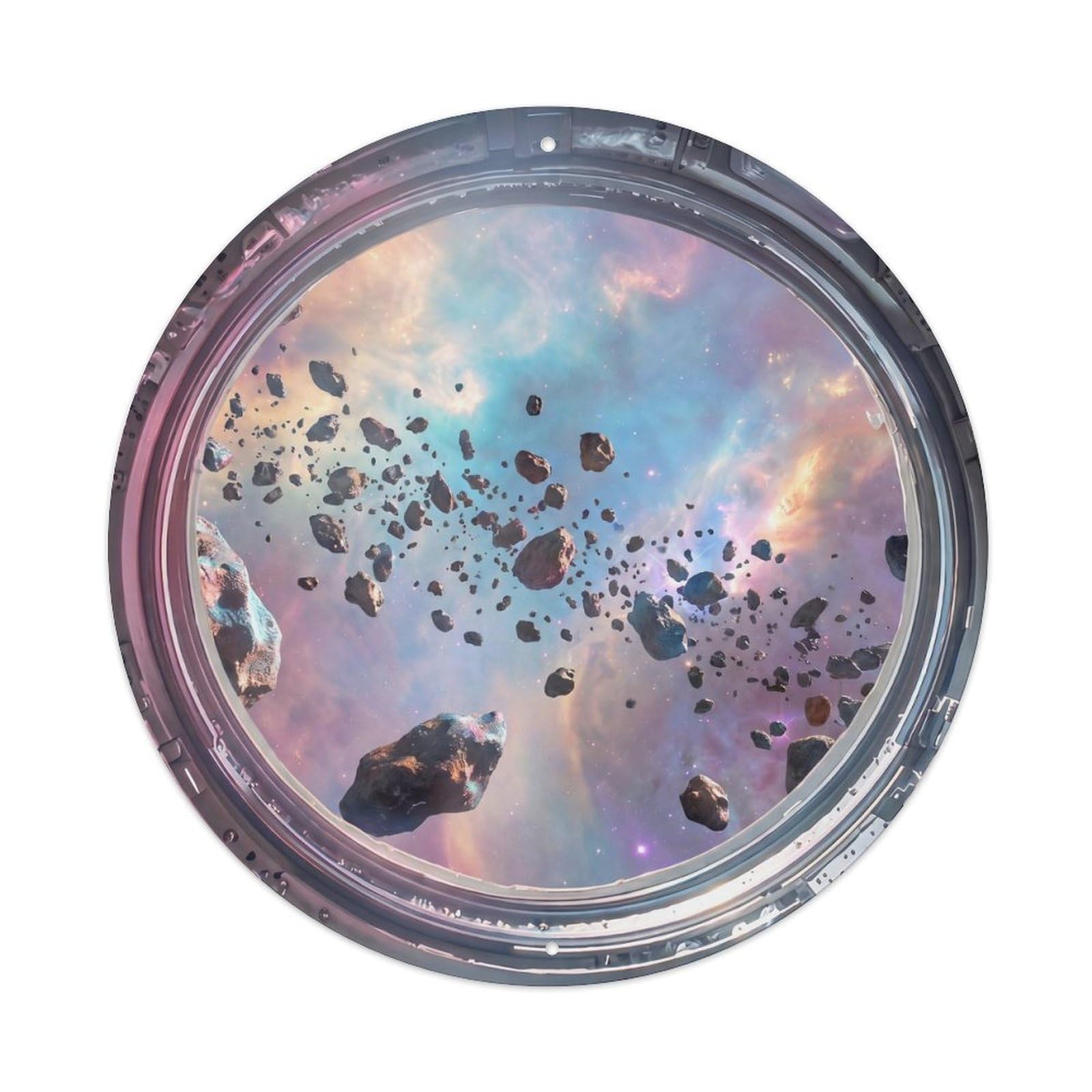 Metal Tin Sign Asteroid Belt from Space Station Porthole