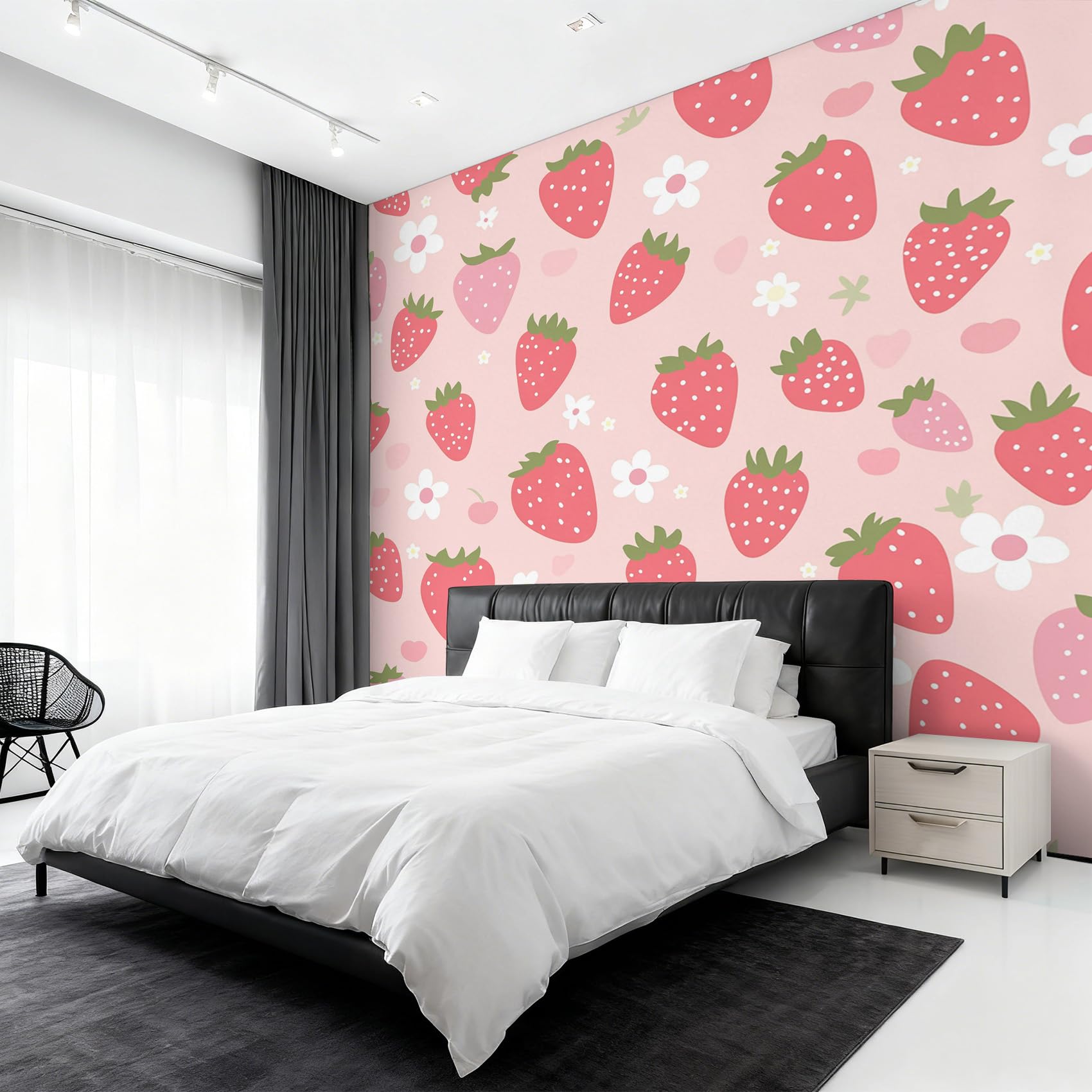 Papier peint fleur fruit girly décoration murale grand format fresque salon