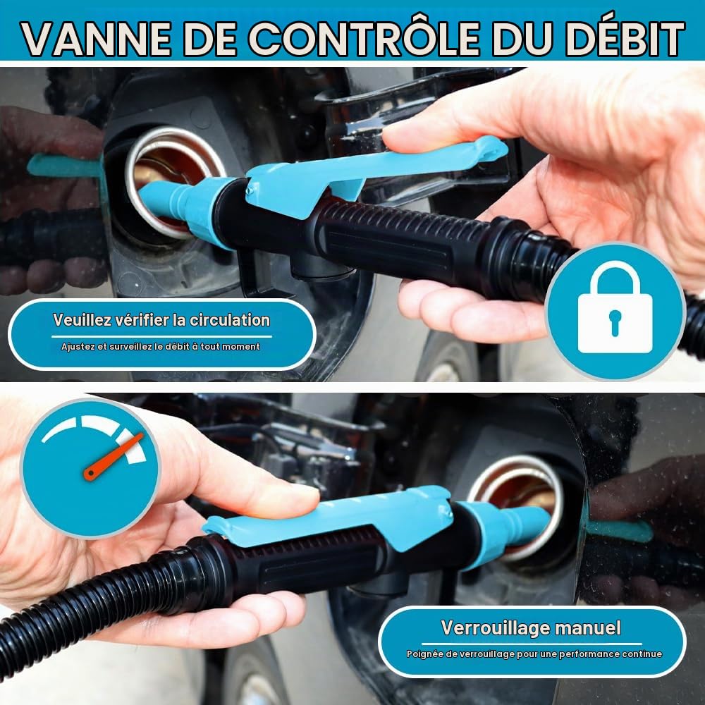Pompe Electrique Carburant- Alimenté par Batterie, 2,4 GPM (9 L/min) Pompe de Transfert Carburant, Pompe Essence Électrique, pour Essence, Diesel, Huile Moteur, Carburants