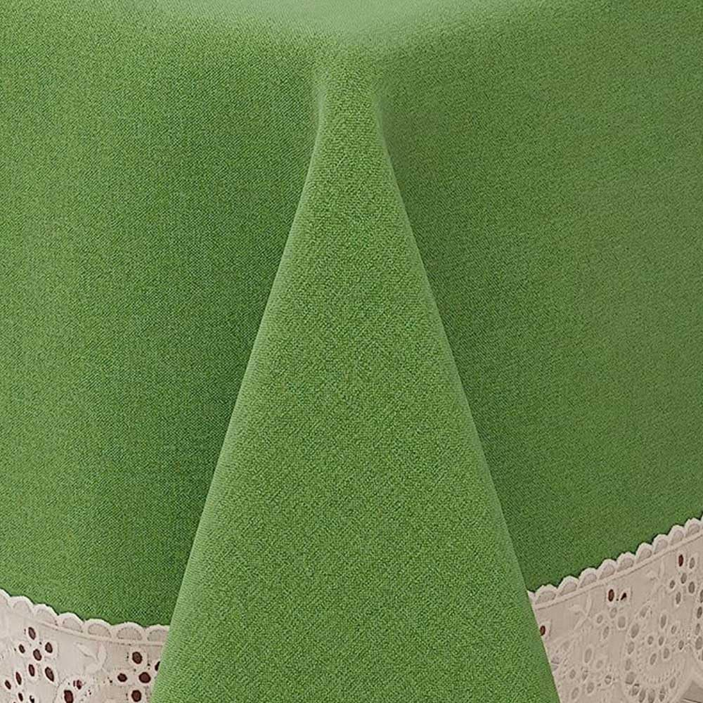 PETTI Artigiani Italiani - Tischdecke, Tischdecke, rechteckige Küchentischdecke mit Sangalla-Spitze und Schleifen, Tischdecke einfarbig aus Baumwolle, 12-Sitzer (140 x 240 cm) Grün