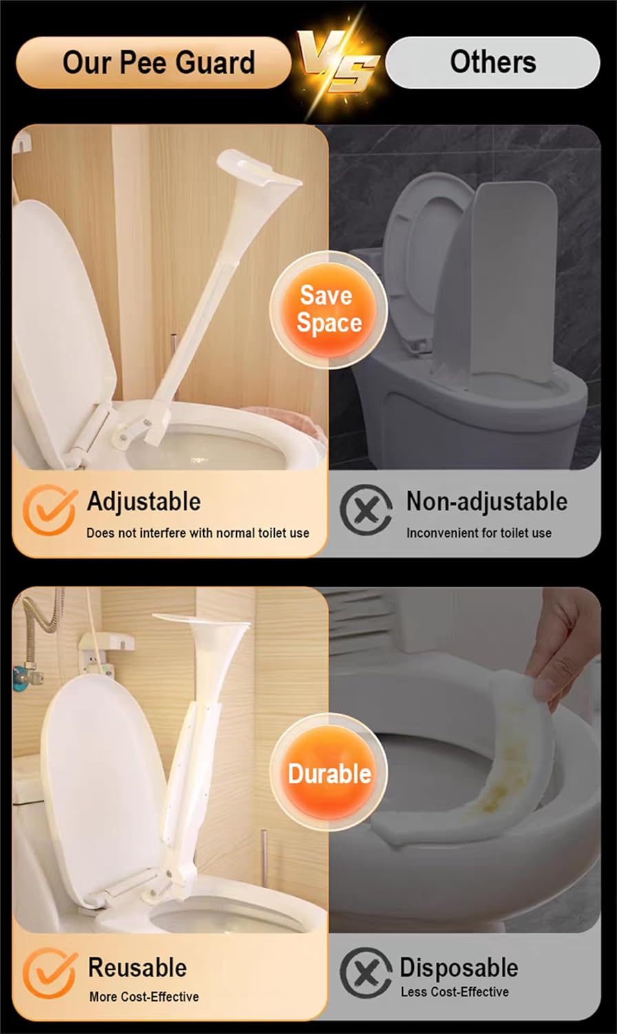 Pee Guard for Toilet Seat Adult Men, Solution for Urine Splatter in Our Bathroom, Easy to Clean Urinal Attachment for Home Toilet