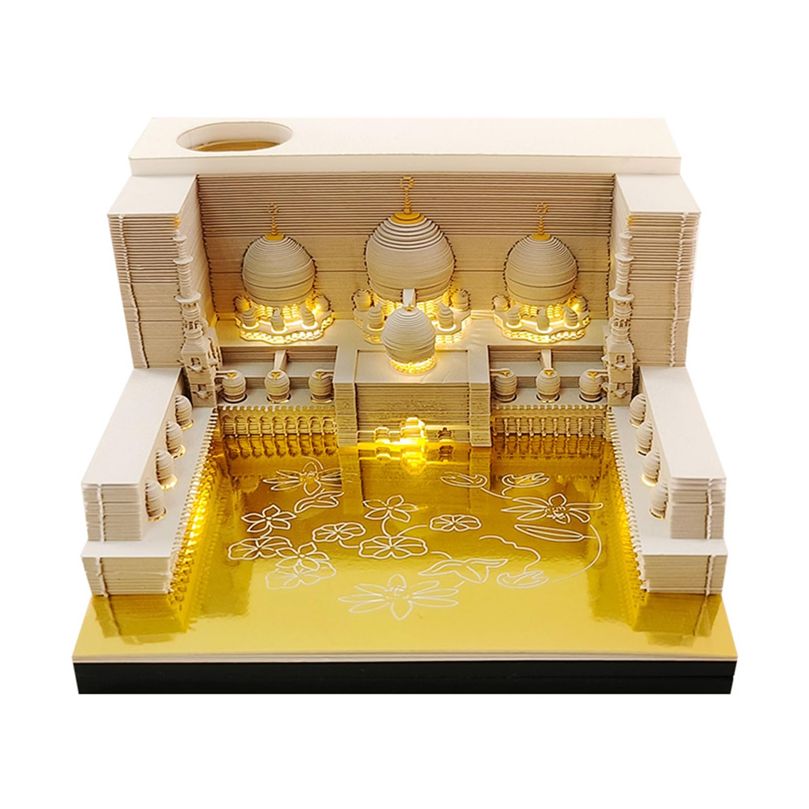 3D Kalender 2024 Kladblok, Bureaukalender Memo Pad met Licht, Afscheurpapier Bouwpapier Carving Art Post Notities voor Kantoor/Thuis, 7 Stijlen,9,5x9,5x8,5cm,D-1pcs