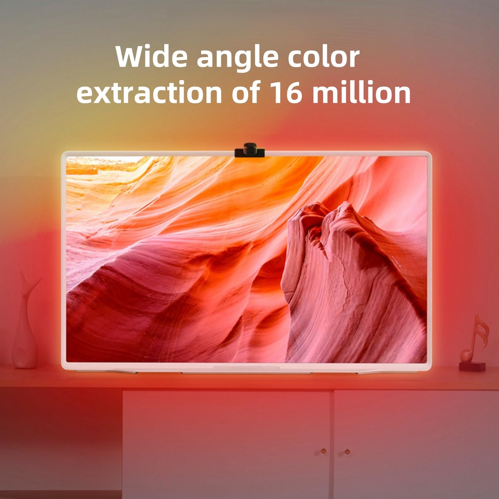 TV Reactiva Led Retroiluminación TV Luz De Fondo con Sensor para Tomar Color Sonido Y Luz Ritmo Sincrónico Bluetooth App Control USB Led Strip Lights For TV Strip Lights(5V Phantom 5M)