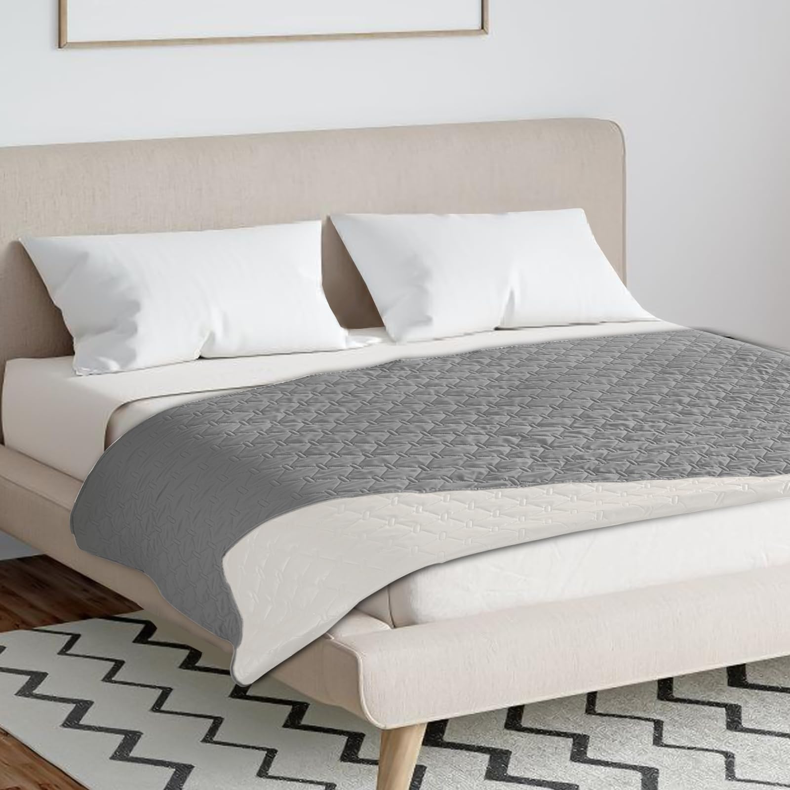 Manta impermeable para perros, 76 x 190 cm, 4 capas para sofá, coche, cama y mesas, lavable a máquina, con diseño de cuadros (gris claro)