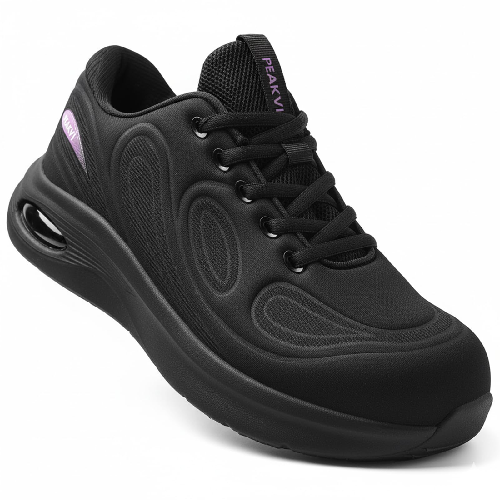 PEAKVIP Women's Wide Steel Toe Safety Work Sneakers - Lightweight Non Slip Water Resistant Orthopedic Shoes for Standing All Day