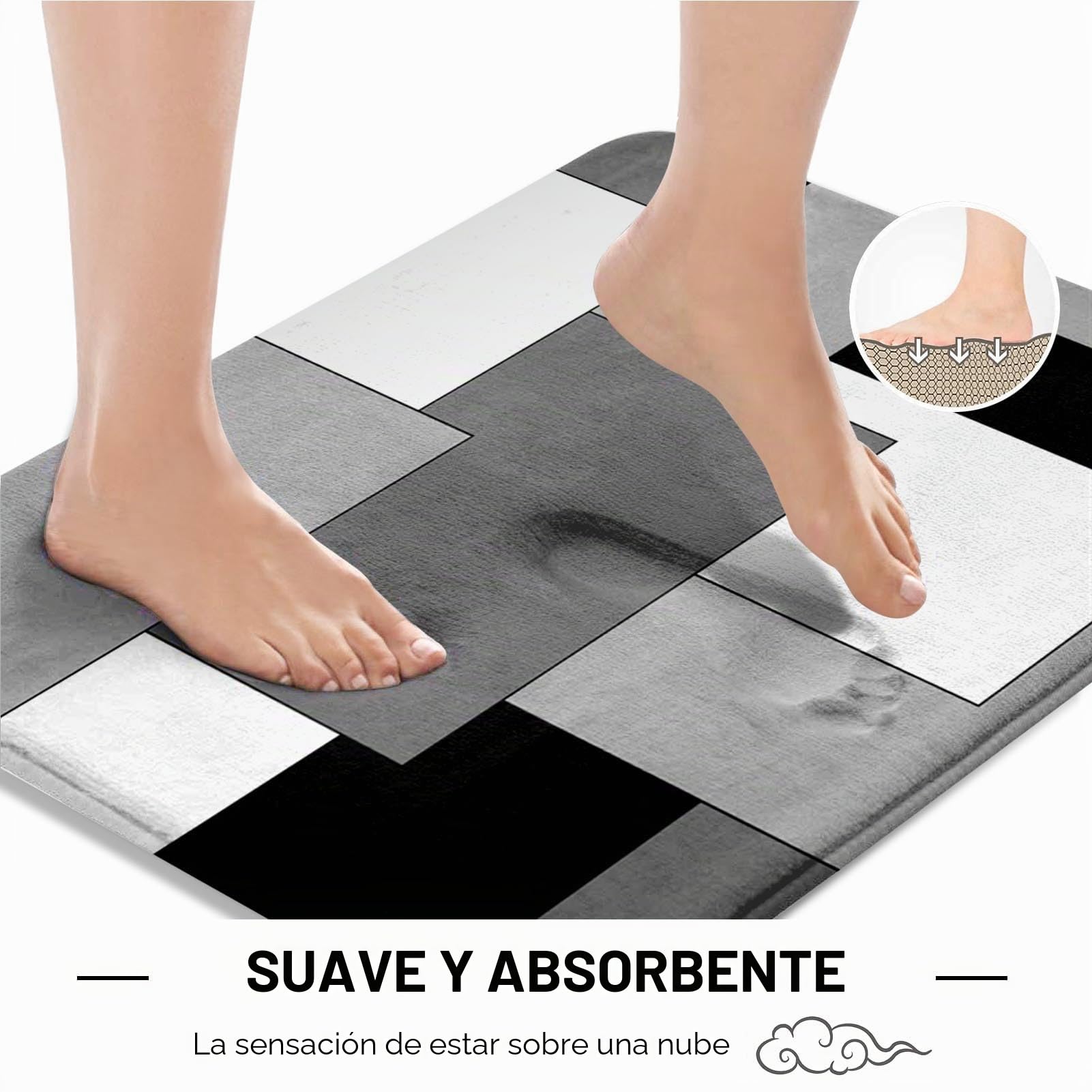 Juego de Cortina de Ducha geométrica Gris con Tapa de Inodoro y alfombras Antideslizantes para baño, Cortina de Ducha a Cuadros Negros y Blancos, Juego de baño Moderno Abstracto con 12 Ganchos