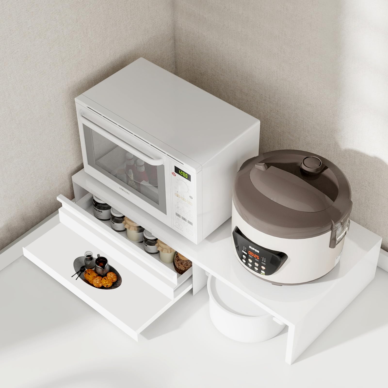 Amazon.co.jp: ママ倉 家電下収納 延長されたデザイン レンジ下収納 大