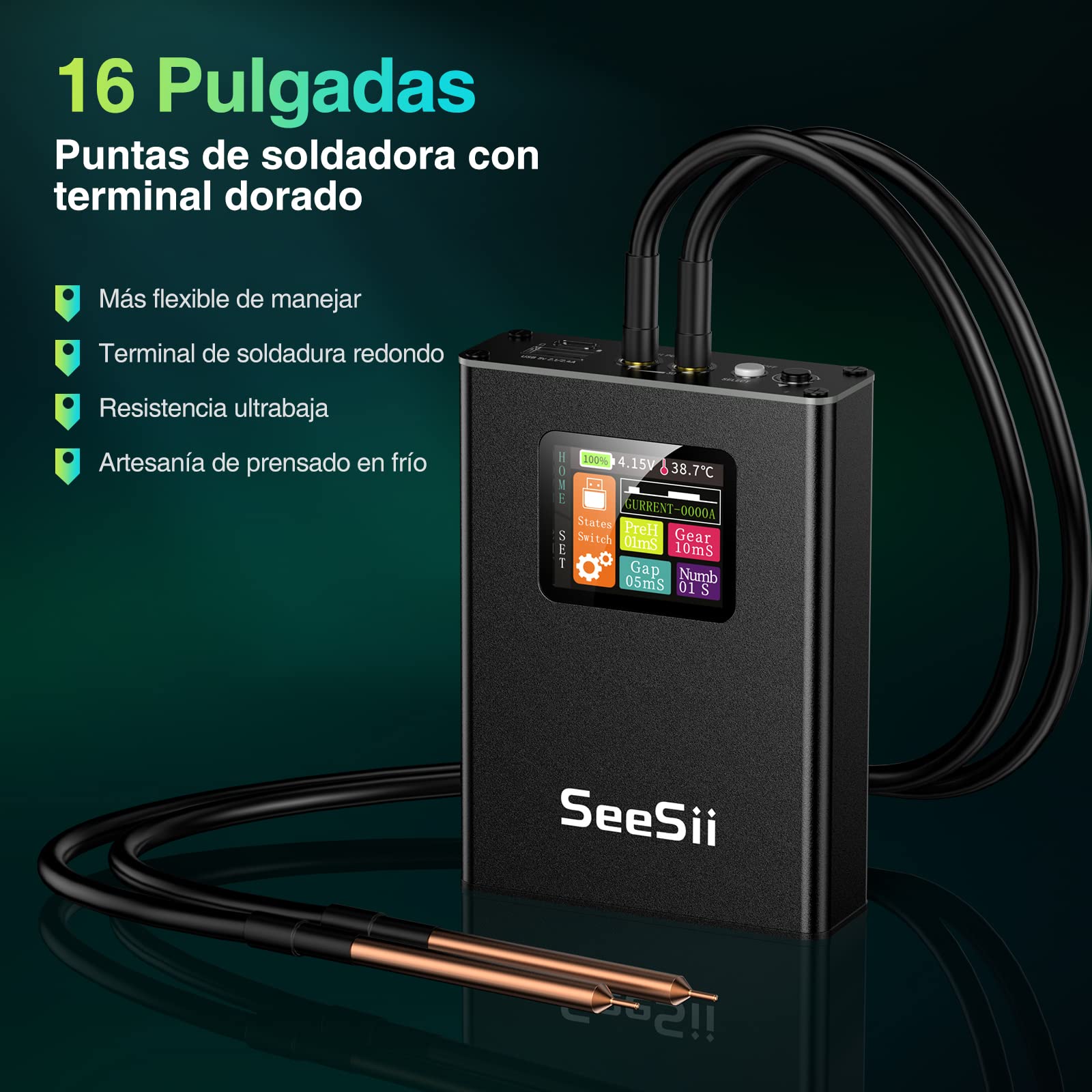 Seesii Soldador de Puntos - SE-215 Máquina de Soldadura por Punto Portátil para Batería LCD con 30 Engranajes Ajustables