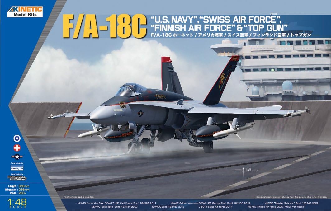 Kinetic K48031 Swiss Air Force Model Kit F/A-18 °C US Navy, A Finish and Topgun, Play