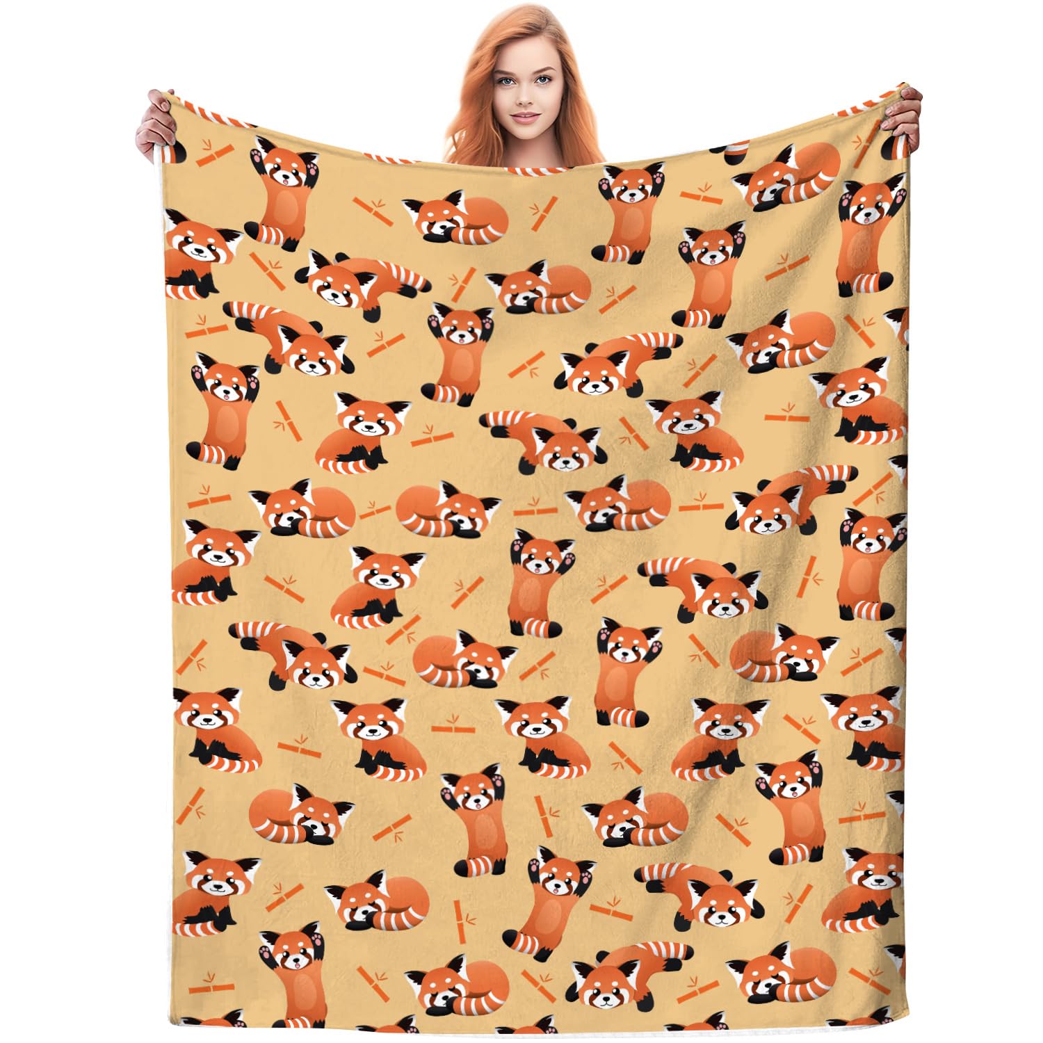 Red Panda Blanket Super Soft Flannel Red Panda Bamboo Throw Blanket Cozy Lightweight Blankets for Women Kids Adults Gifts 50"X 40"