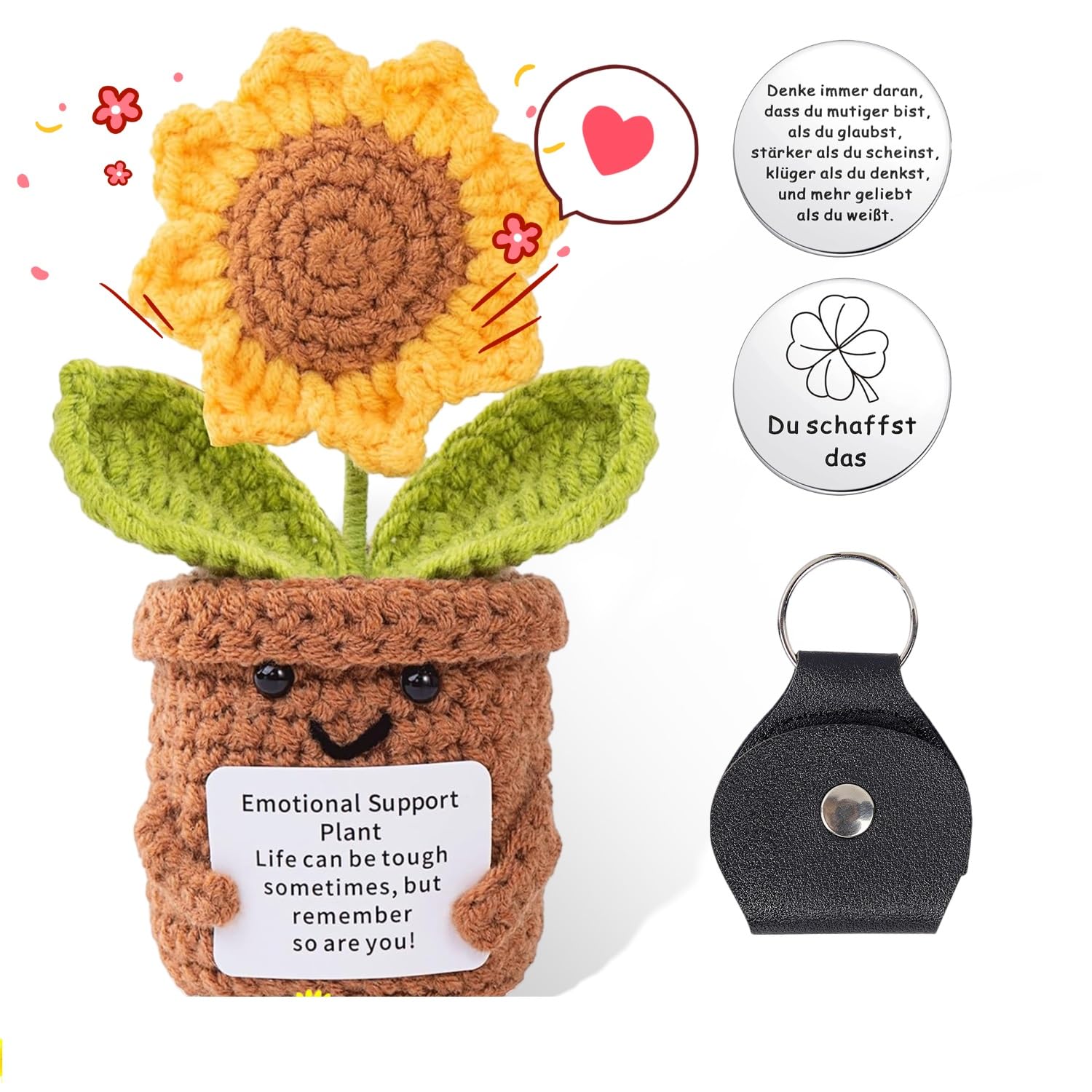 Pocket Hug Tournesol Positif - Poupée Tricotée Main En Coton, 7x14 Cm, Cadeau Réconfortant - 11