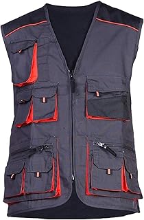 MAZALAT work wear Weste Herren Outdoor, Arbeitswesten männer mit vielen Taschen, Montageweste, Herren, Perfekt geeignet für Techniker, Bauarbeiter, Hundesport, Fishing, Safari. Outdoorweste
