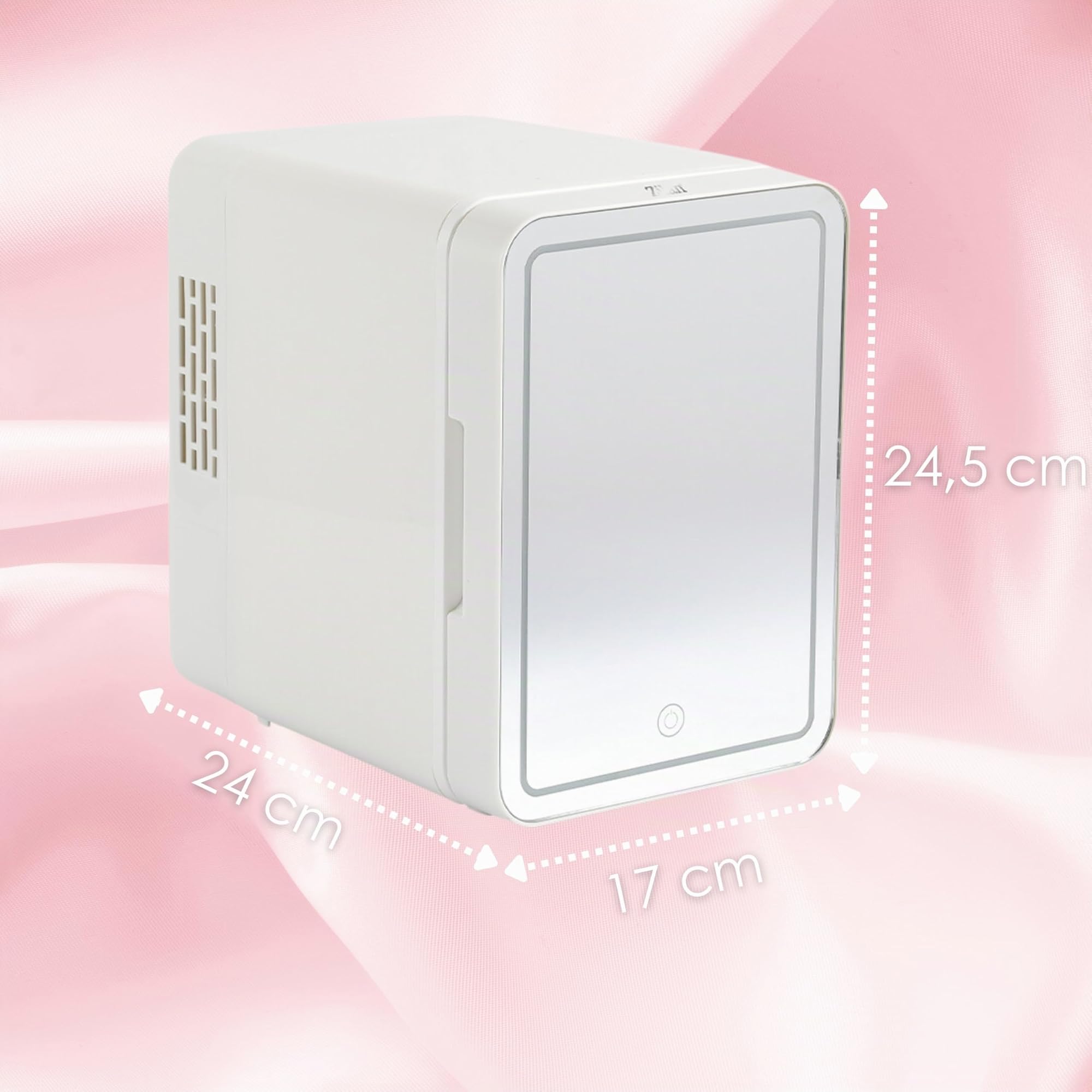 Mini frigorifero con specchio a LED, 4 l, frigorifero per cosmetici con specchio, frigorifero per trucchi, frigorifero, mini frigo per bevande, minibar, mini frigo a 3 livelli LED