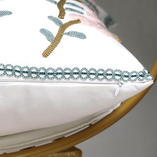 Miniatura 6 de Paquete de 2 fundas de almohada decorativas bordadas de 18 x 18 pulgadas, fundas de almohada florales de granja para sala de estar, sofá y cama