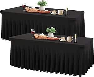 Amazon.com: Wish Care 2 Pack Black Spandex Table Cloths - Fitted ...