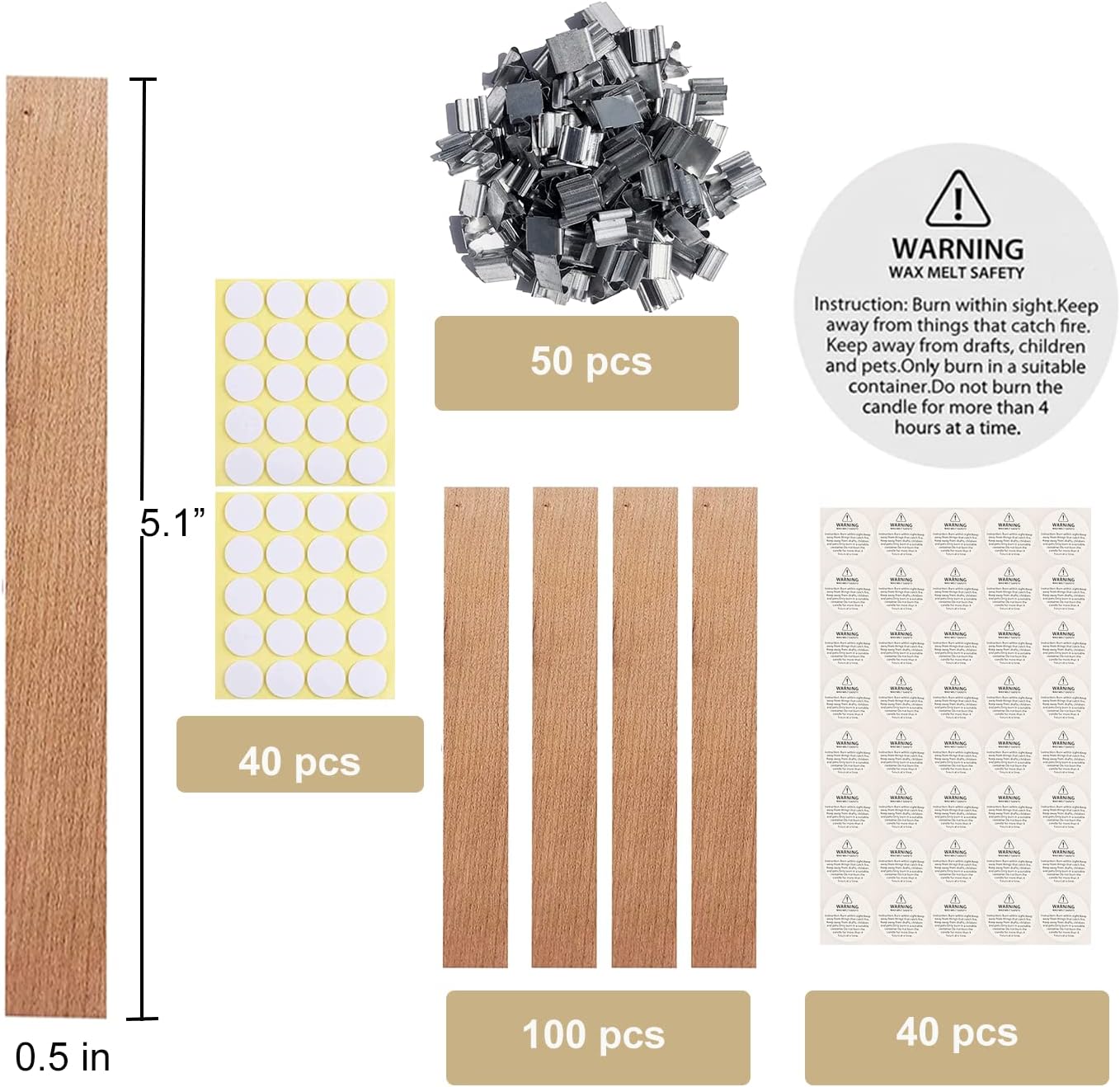 230 Pcs Wooden Candle Wicks Crackling Wicks 5.1 X 0.5 Inch 100 Natural Candle Wood Wicks with 50pcs Stand Candle Cores for DIY Candle Making Craft Wooden Wicks for Candle Making Wood Wick : Home & Kitchen