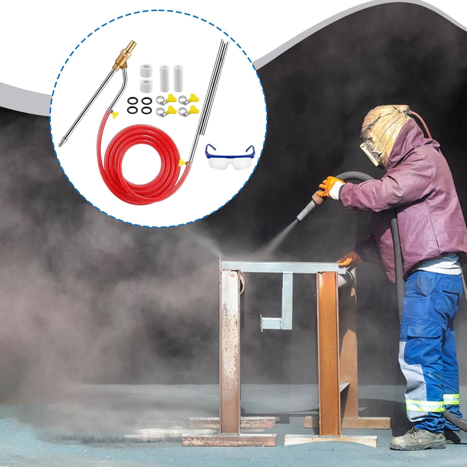 predolo Kit de Chorro de Arena con Hidrolavadora de Alta Presión, Accesorio para Chorro de Arena Húmedo, Inoxidable, 5000 PSI, Desconexión Rápida de 1/4", Rojo