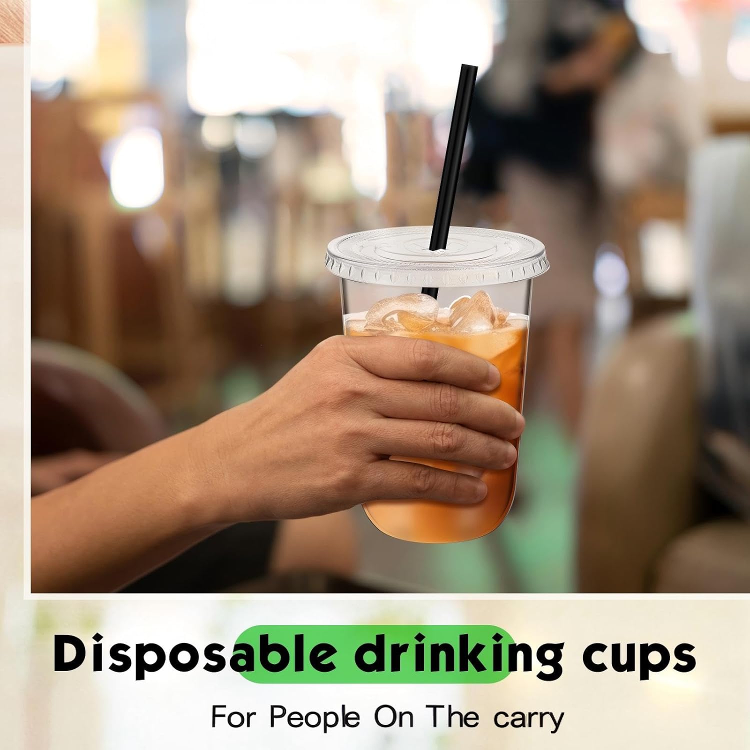 100 Set 16 oz Clear Plastic Cups with Lids and Straws, Disposable Iced Coffee PET Cups for Drinking Cold Beverage Juice Parfait Smoothie Milkshake Coffee Shops Party Supplies - Image 5