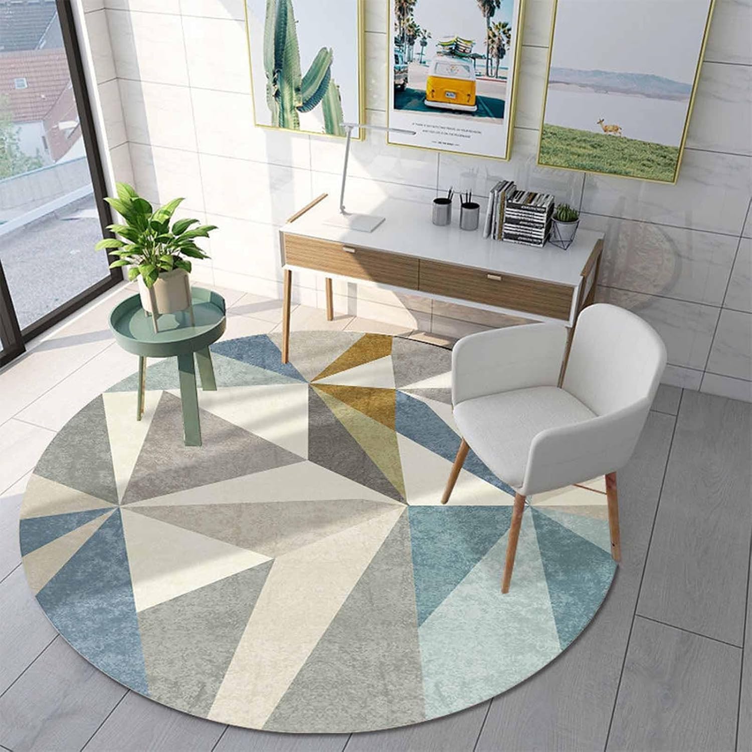 Tapis de sol géométrique lavable pour chambre d'enfant et salon contemporain