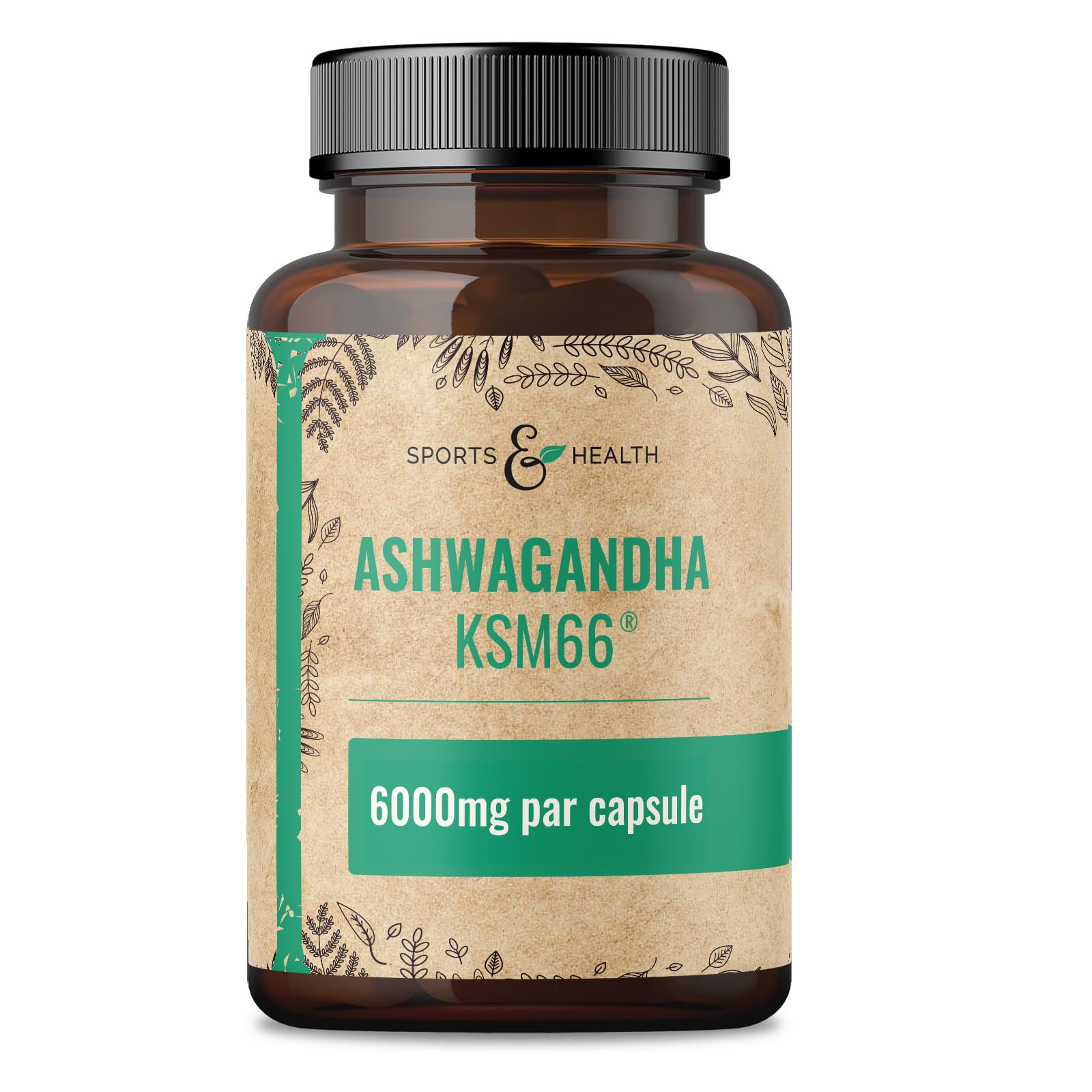 Ashwagandha KSM-66 Gélules – Ultra hautement dosé 6 000 mg par gélule – Extrait pur sans additifs – 100 gélules d’Ashwagandha – KSM66 Withanolides