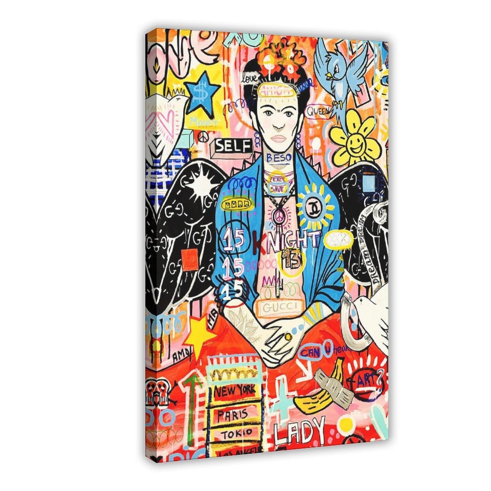 Bareronor Graffiti Female Poster Canvas Poster Bedroom Decor Landscape Office Room Decor Gift 24" L X 36" W