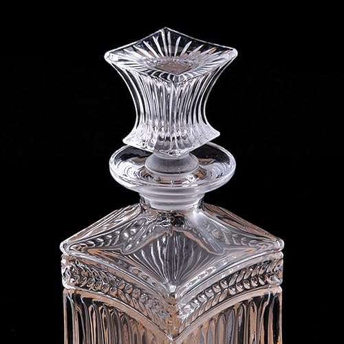 Miniatura 9 de Decantador de vidrio con tapón geométrico hermético, decantador de whisky para vino, bourbon, brandy, licor, jugo, agua, enjuague bucal, vidrio