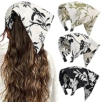 Vista 20 de HAIMEIKANG Diademas florales para mujer, bandanas bohemias para el cabello, bufanda, pañuelo triangular, bandas para el cabello de color sólido