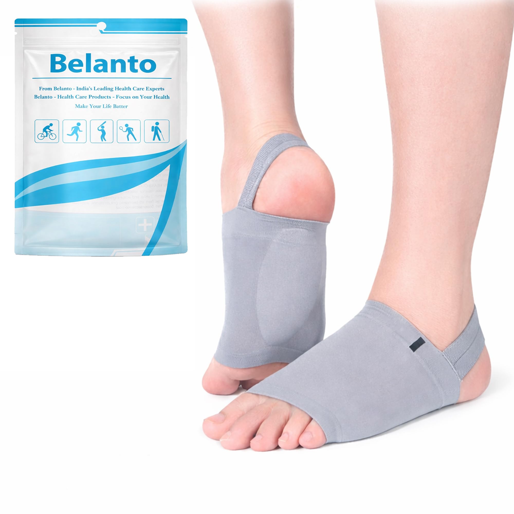 Flat Foot Arch Support Insole for Women & Men, Flat Feet Correction Sleeve with Cushion, Orthotics Arch Support Brace for Plantar Fasciitis, Leg Support and Fallen Arches, Free Size-1 Pair (Arch Support Brace)-image-6