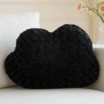 Cloud Throw Pillow, Decorative with Soft Plush, Black, 14.9 X 11.4 Inches