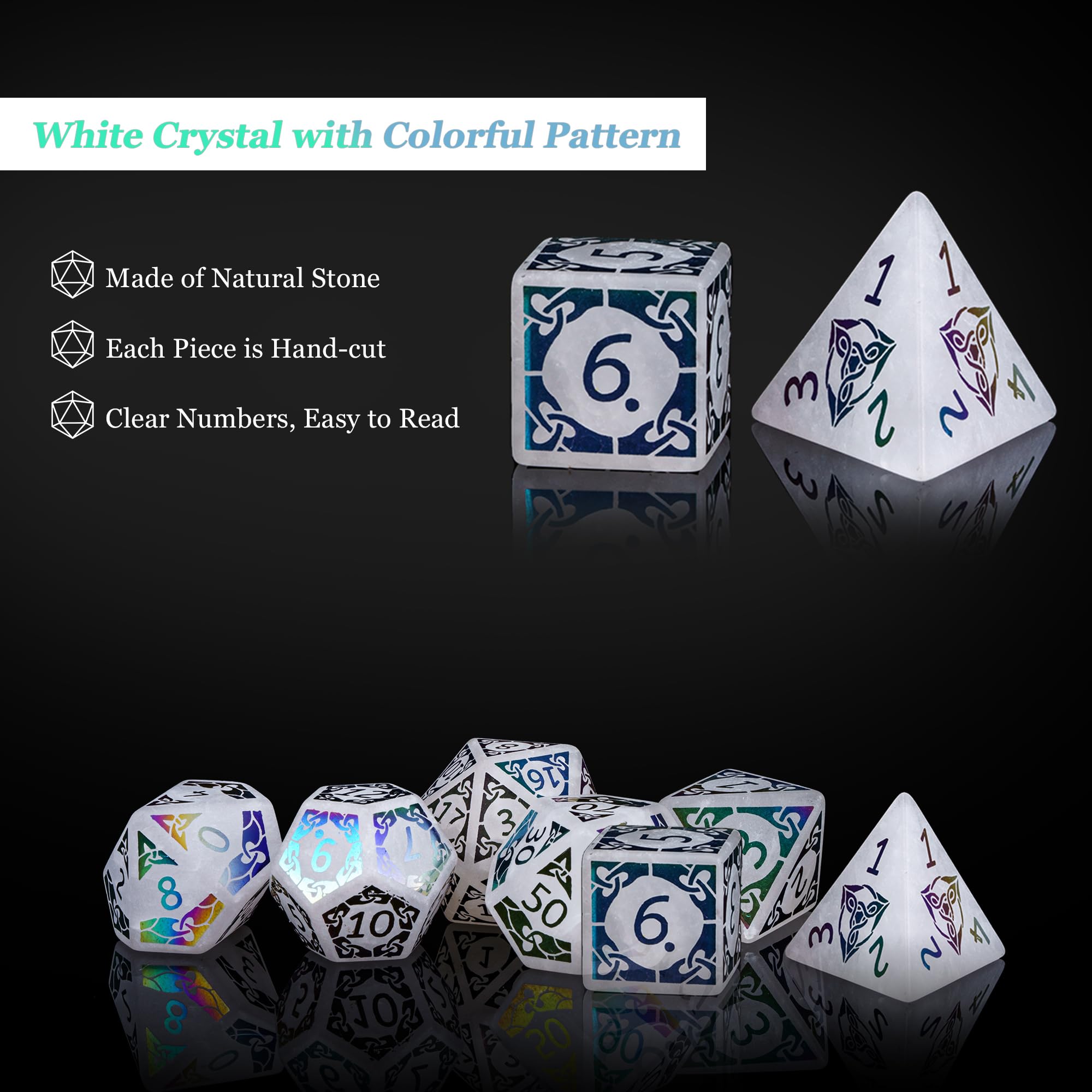 UDIXI Set di dadi in pietra preziosa per giochi da tavolo