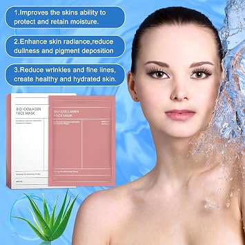 10 Pcs Bio Collagen Face Mask: 8H Hydration Lock with 95%+ Serum Retention