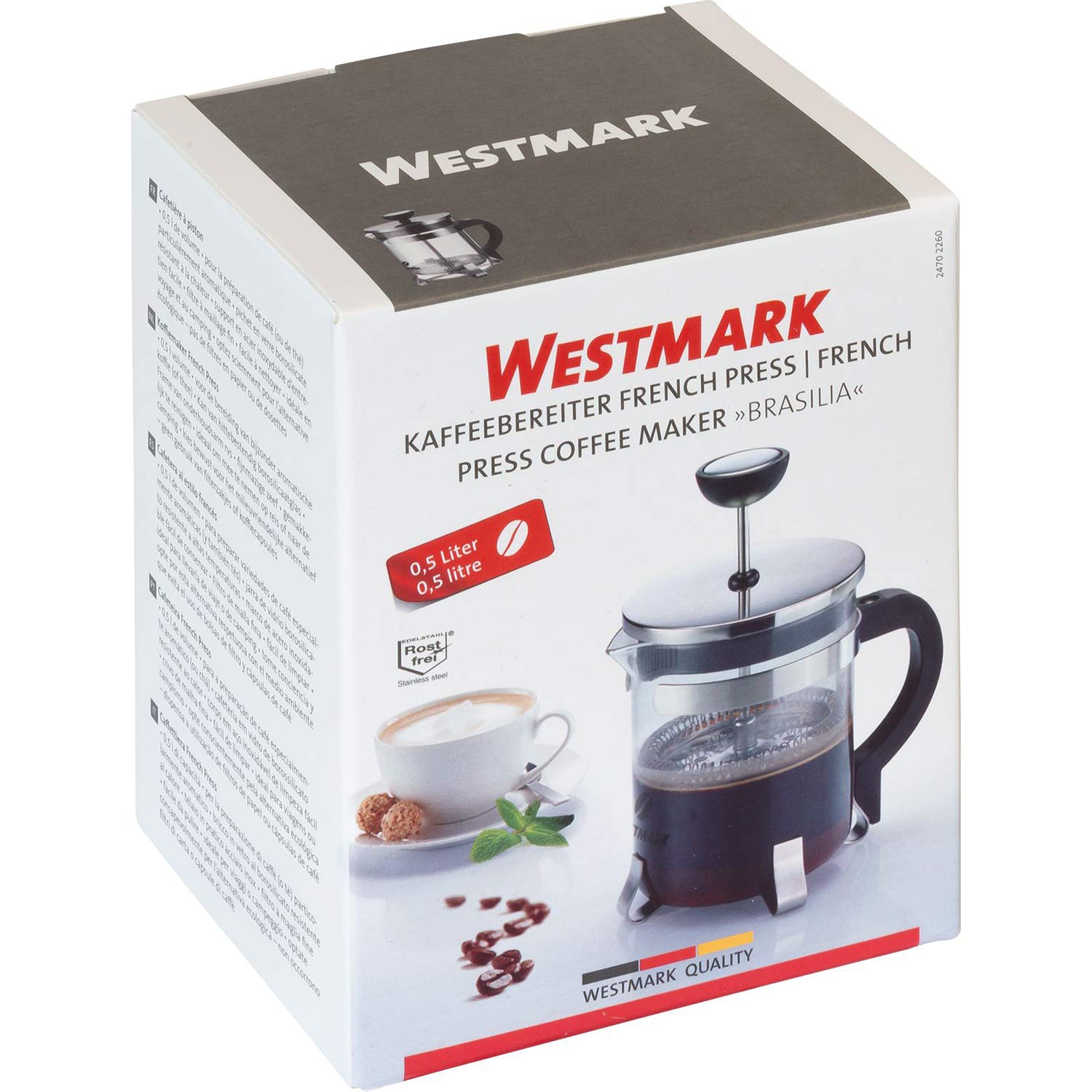 Westmark Caffettiera francese French Press, 500 ml, Brasilia, Senza BPA, Acciaio inox, 24702260