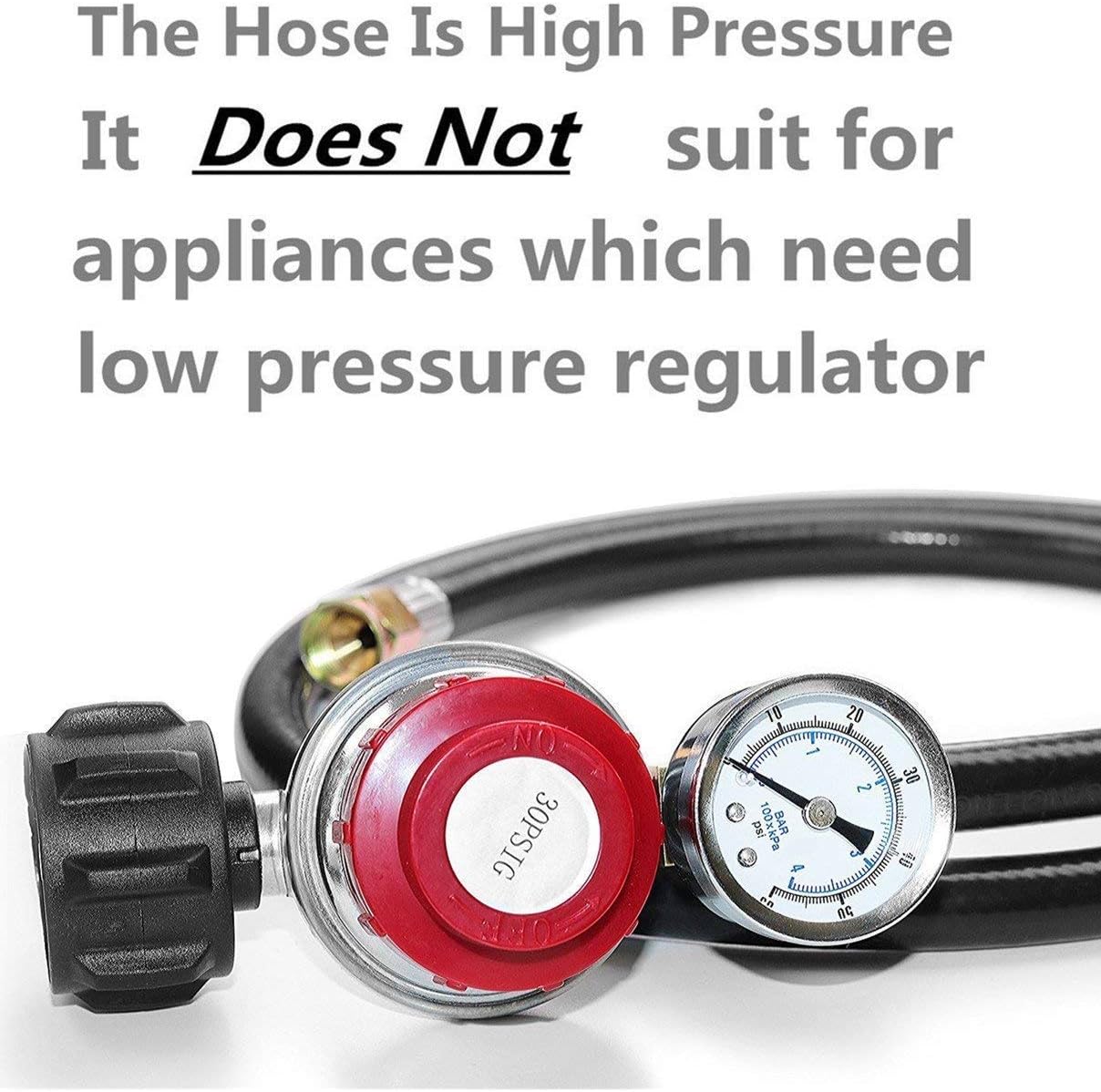 DOZYANT 4 FT 0-30 PSI Adjustable High Pressure Propane Regulator and Hose with Gauge, Fits for Grill Burner Turkey Fryer Cooker Firepit Forge and More
