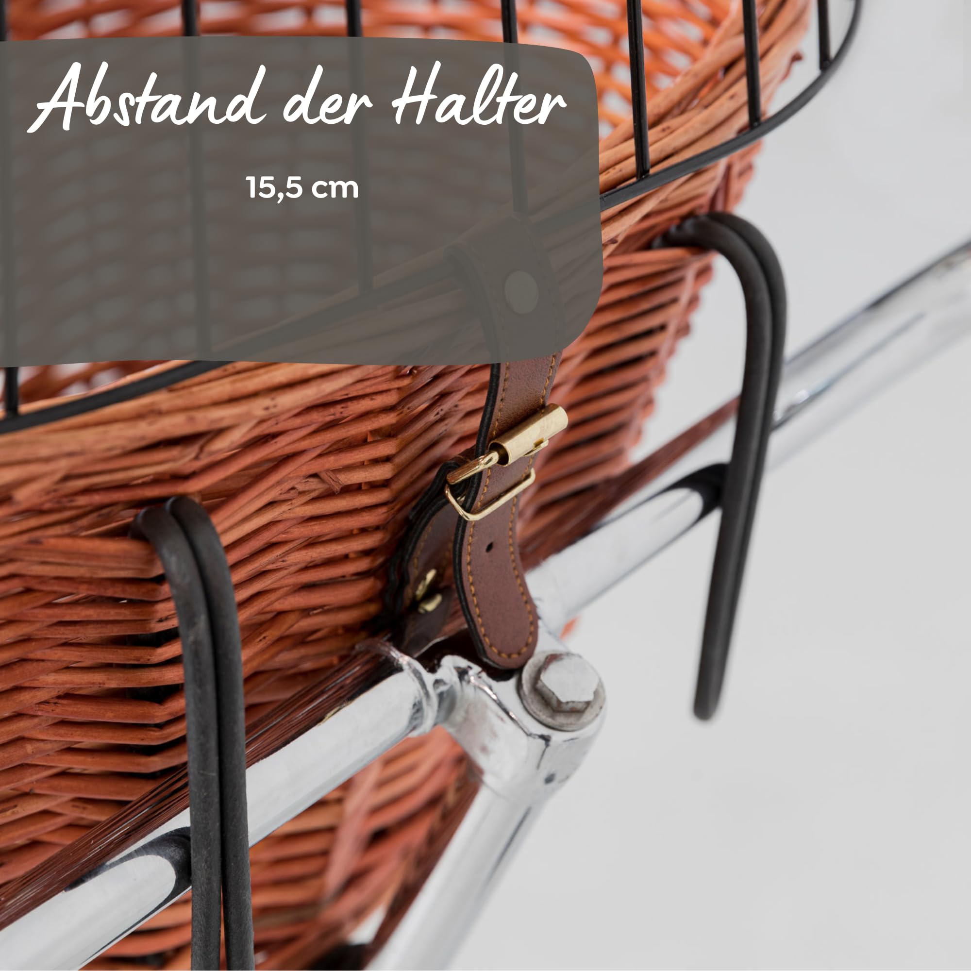 TRIXIE Hundekorb für das Fahrrad vorne bis 5 kg 44 × 48 × 33 cm - gewobener Hundefahrradkorb für den Lenker - in schicker Weidenoptik mit Kunststoff Gitter, 2806