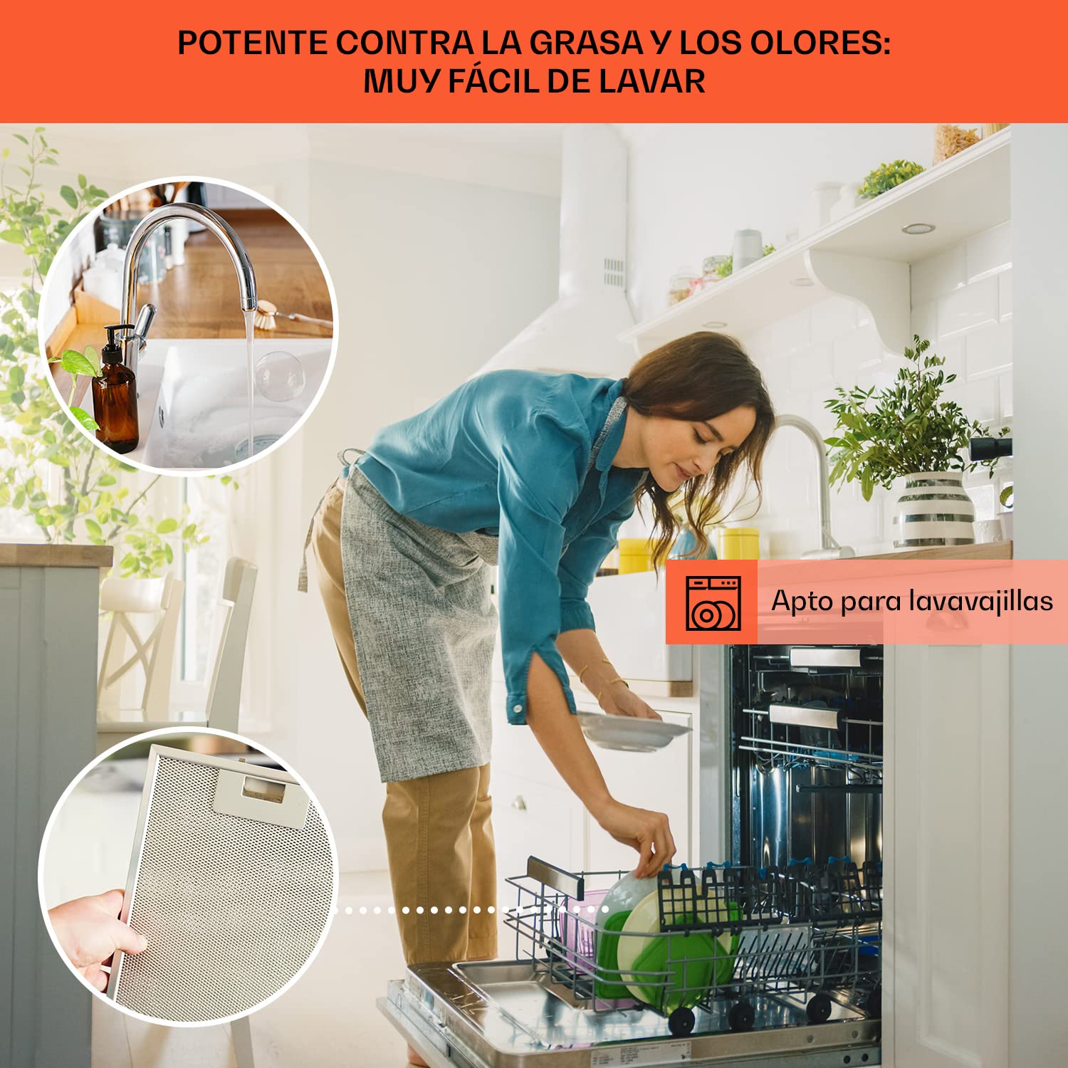 Klarstein Campana Extractora Pared para Cocina, Extractor Cocina con Filtro Aluminio Anti Grasa, Apto Lavavajillas, Flujo de Aire 577m³/h, Campanas Extractoras Techo con Luces LED y Panel Táctil