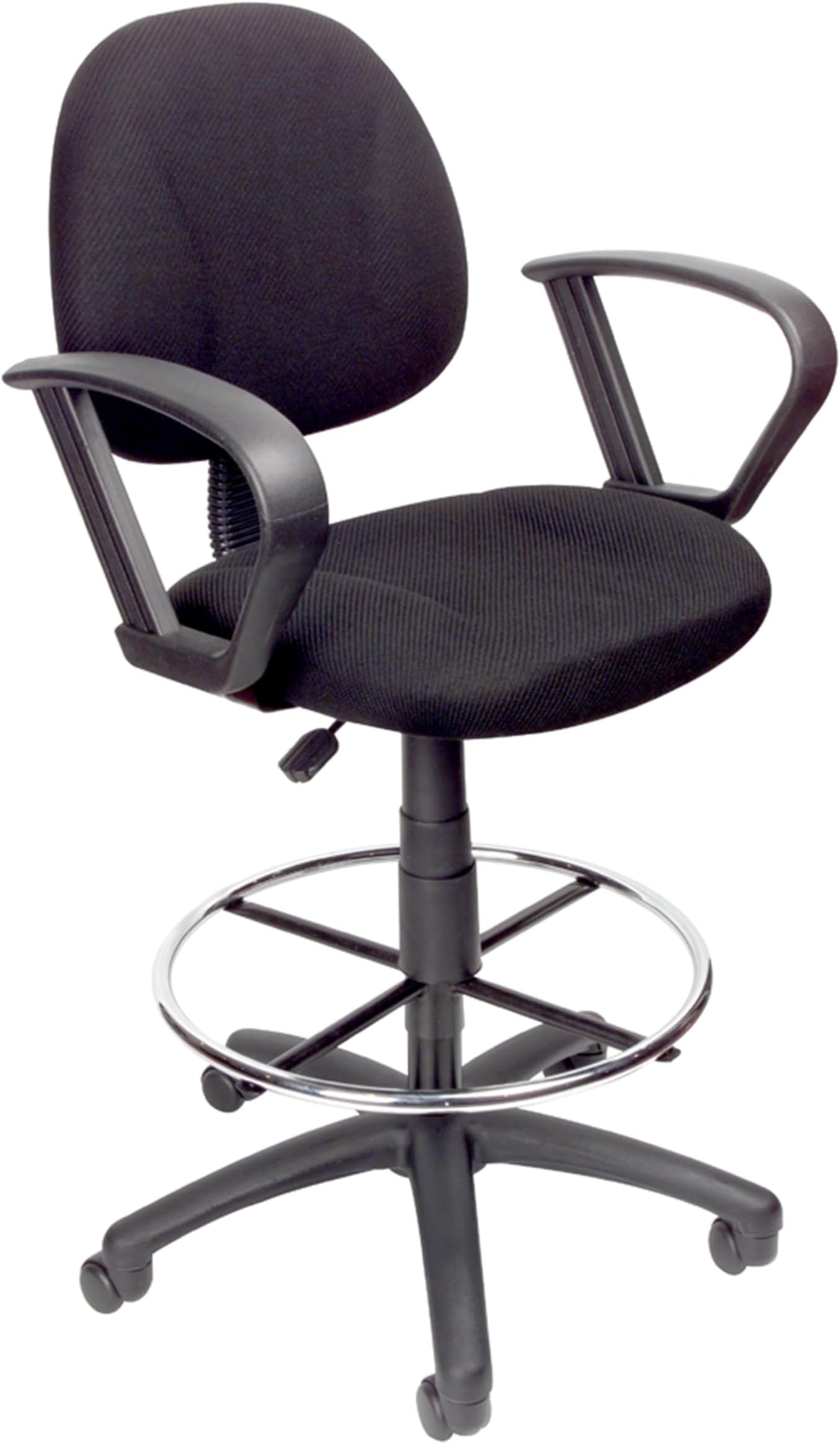 Ergonomic Works Drafting Chair with Loop Arms in Black, Mid-Back