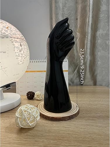 Miniatura 6 de Jarrón decorativo negro en forma de mano de 9.25 pulgadas de alto, moderno jarrón de cerámica para decoración de mesa auxiliar, jarrones para