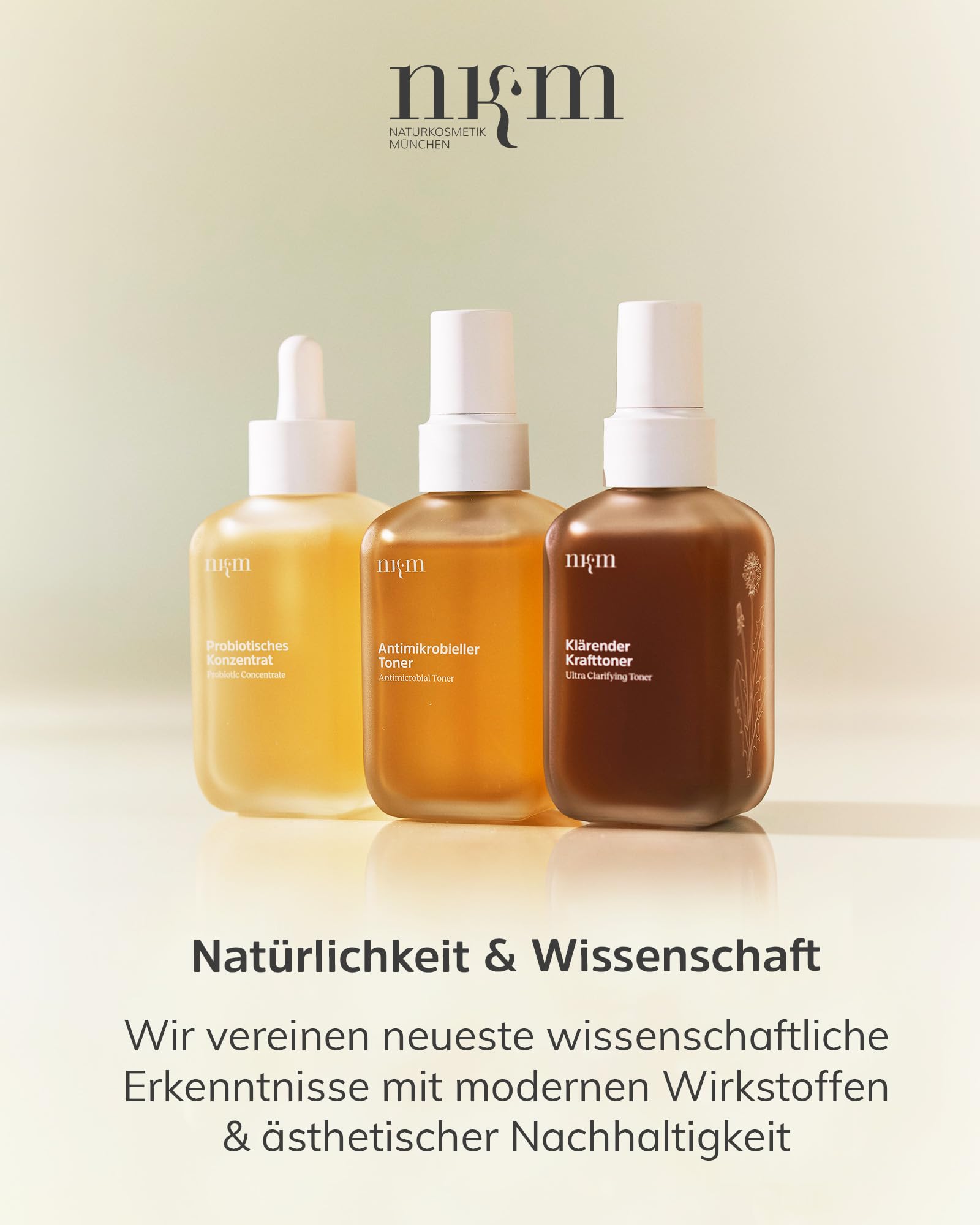 nkm Naturkosmetik München Concentrato probiotico – 100 ml – Concentrato viso con camomilla – Forte barriera cutanea – Vegano – Per tutti i tipi di pelle – Dermatologicamente testato