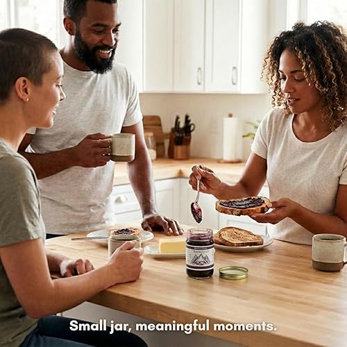 Vista 7 de Bounty Foods Huckleberry Jam - Fruta silvestre recogida a mano de 9 onzas cultivada en bayas de Montana – desayuno, postres, coberturas, rellenos