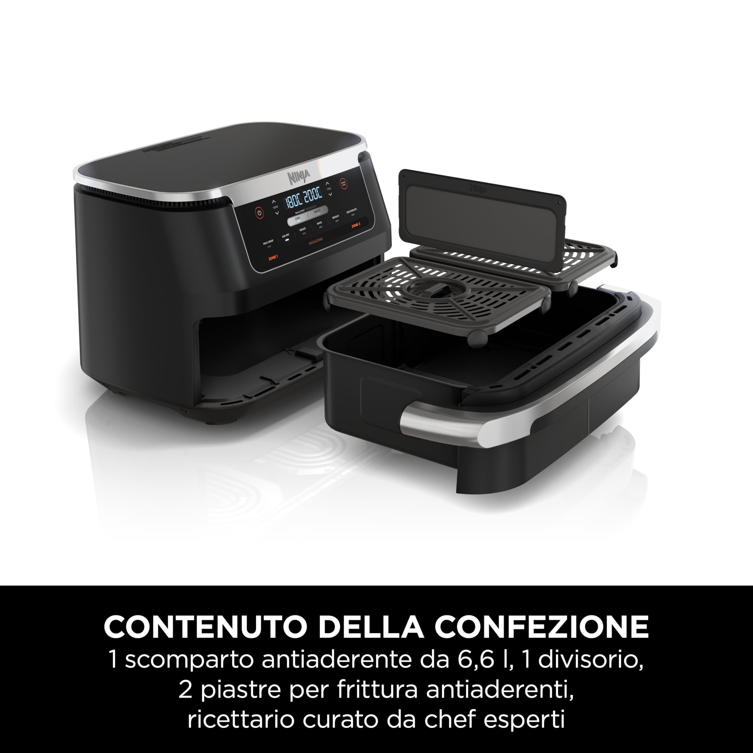 Ninja FlexDrawer, Friggitrice ad Aria 6 in 1, 6,6L, Doppio Cestello, Nera — immagine 8 di 15
