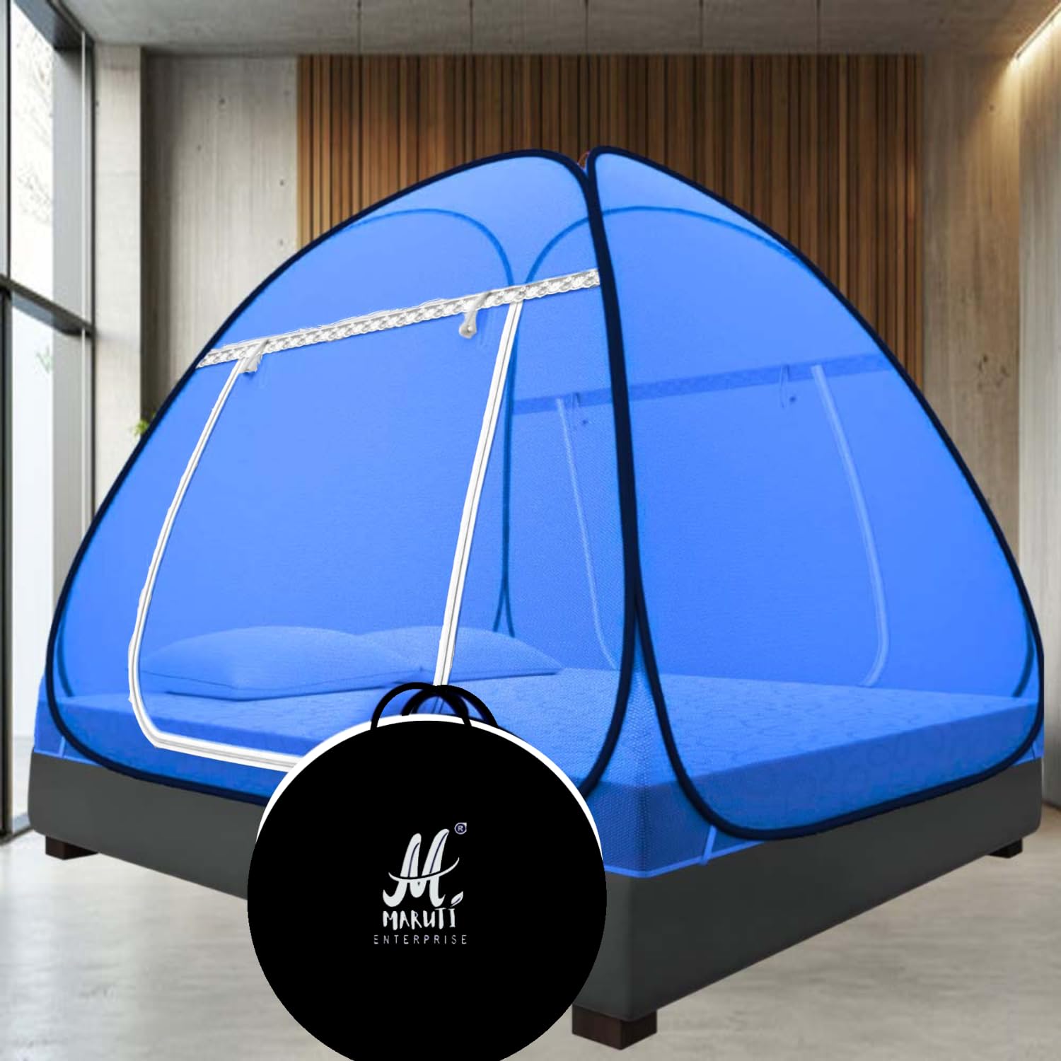 Maruti Enterprise Polyester Adults Stylish Double Bed Size Foldable Mosquito Net Tent (Blue) (B0DGKHTSBZ) Amazon Price History, Amazon Price Tracker